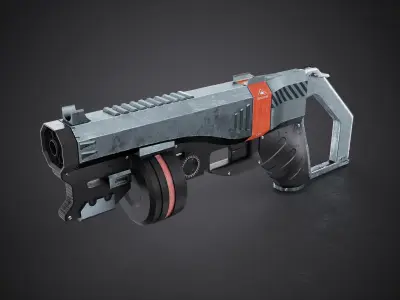 Modern Revolver   Low-poly 3D model