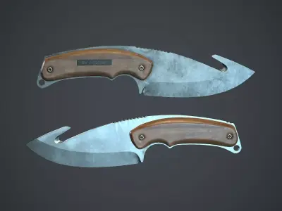 Steel Gut Knife PBR Game Ready Low-poly 3D model