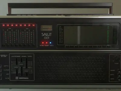 Soviet retro radio Salut-001 German version Low-poly 3D model