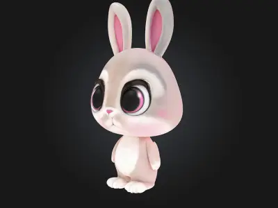 Fluffy Bunny  A Bundle of Bounce  Whiskers and Wonder 3D model