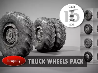 Truck Wheels Pack Low-poly 3D model