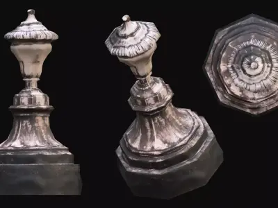 Classic Stone Pillar 3D Scanned - Game Ready Low-poly 3D model