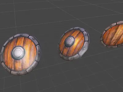 Shield - Low poly wooden Low-poly 3D model