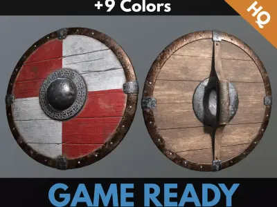 Medieval Viking Shield Low-poly 3D model