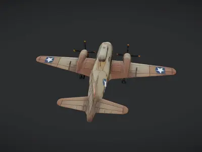 World War II military transport airplane 3D model
