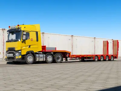 Renault T FlatBed Trailer 3D model