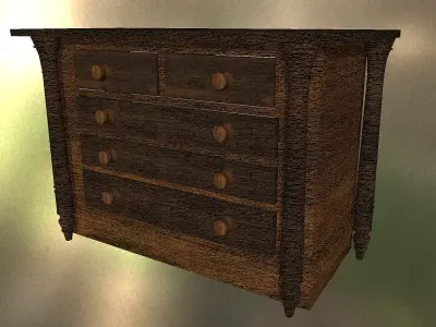 Antique Drawer Low-poly 3D model purchase