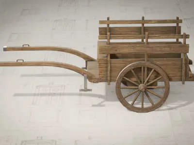 Medieval Wooden Cart Low-poly 3D model purchase