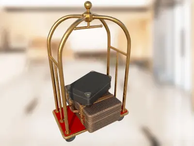 Hotel luggage trolley PBR low-poly game ready 3D model 3D Model Pack
