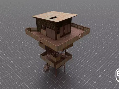 Watch Tower Low-poly 3D model get