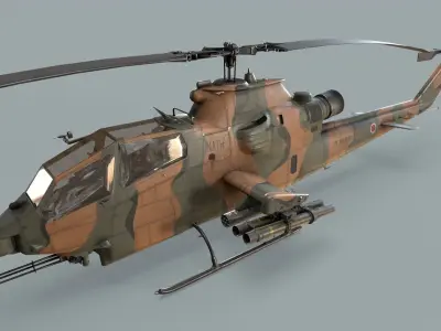 Bell AH-1S Cobra JGSDF Basic Animation Low-poly 3D model
