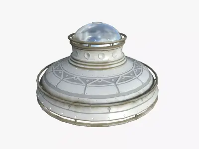 Alien Spaceship UFO F09 Full White - Sci Fi Spacecraft Design Low-poly 3D model
