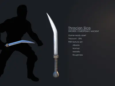Thracian Sica Low-poly 3D model