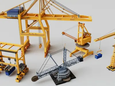 25 Heavy Industrial Machinery Transport Collection Pack 3D model