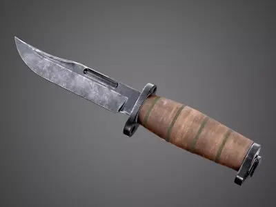 Ka-Bar K1 Tactical Knife AAA PBR Game Ready Melee Asset Low-poly 3D model