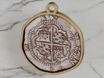 Antique Coin Pendant 1590s 8 reales style 3D print model