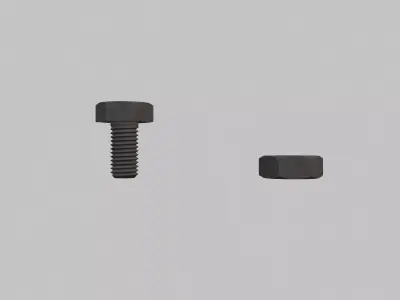M 2 5 Hex Bolts and Nuts with Rusty Iron Texture Fine Threads 3D model