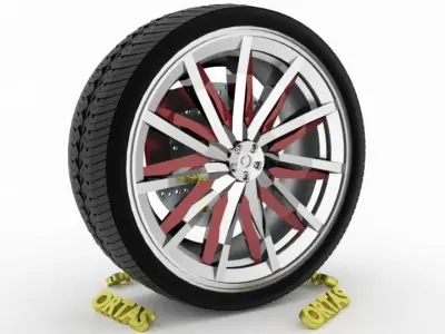 ORTAS CAR WHEEL RIM 104 GAME READY WHEEL RIM TIRE 3D model