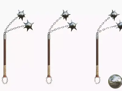 Medival Two Ball Flail Low-poly 3D model