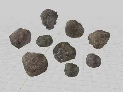 Rock Cave with textures and separate extra rocks set Low-poly 3D model