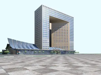 Station Building 3D model 2