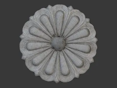  Floral Rosette Ornament Scan Low-poly 3D model