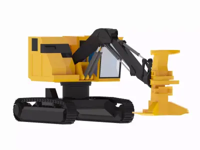 Feller Buncher LX830 Forestry Low-poly 3D model