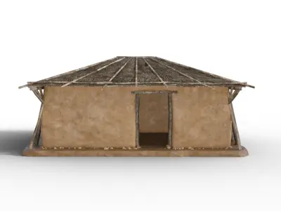 Ancient mud house clay   Low-poly 3D model