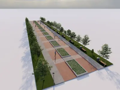 public park-Private Park Landscape 3D model 7