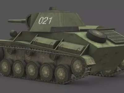  T-70 Light Tank 3D Model Low-poly 3D model