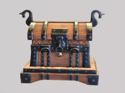 wooden treasure chest 3D model
