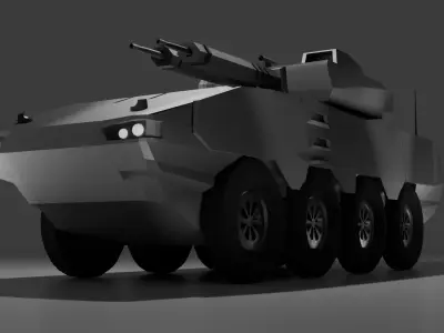 APC With Twin-Barrel Cannon Low-poly 3D model
