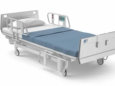 Hospital Bed With IV And Blood Stand Collection 3D model