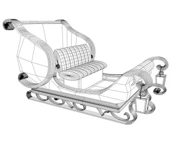 Sleigh 3D model santa 3D model
