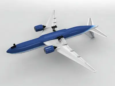 Boeing 777 Airliner - United Airlines Low-poly 3D model