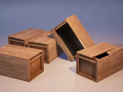 Wooden boxes Low-poly 3D model purchase