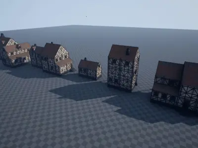 Modular Medieval House Low-poly 3D model