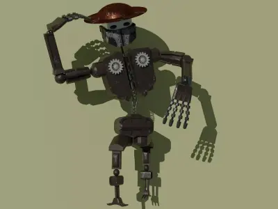 stylized low-polygonal robot  Low-poly 3D model