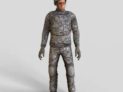 Military Soldier man Realistic Rigged Low-poly 3D model