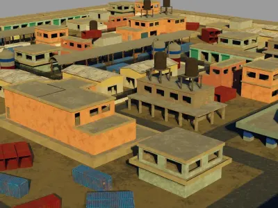 Modular FPS Game Environment and Assets Low-poly 3D model