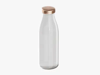 Empty Glass Milk Bottle 3D model
