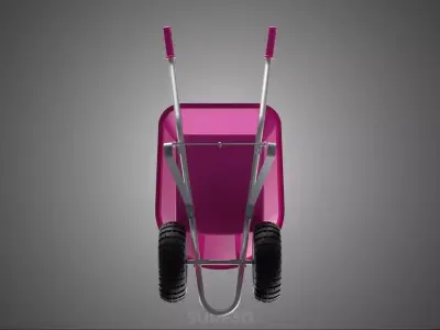 PINK MAGENTA WHEELBARROW FRAME HANDLES CART TROLLEY GARDEN YARD 3D model