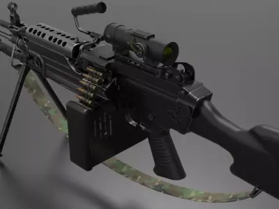 M249 Light Machine Gun LMG Fps - Tps Low-poly 3D model