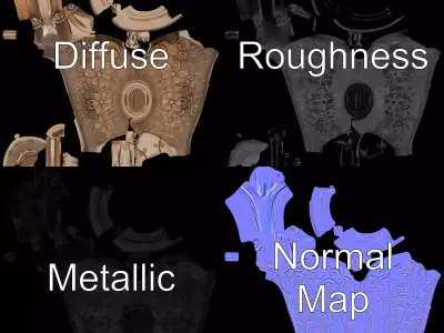 Ornate Bronze Teapot model pack Low-poly 3D model