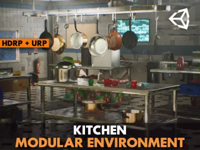 Restaurant Kitchen MODULAR - UNITY --Hdrp-Urp-- Low-poly 3D model