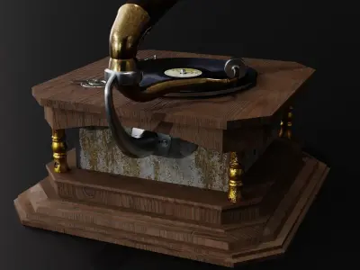 Old gramophone Low-poly 3D model