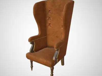 Antique armchair Low-poly 3D model