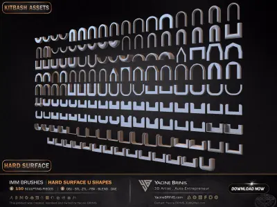 150 Hard Surface IMM U Shapes Low-poly 3D model