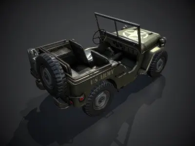 Low Poly Willys MB Low-poly 3D model