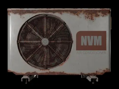 Air Conditioner Unit Rusty Low-poly 3D model
